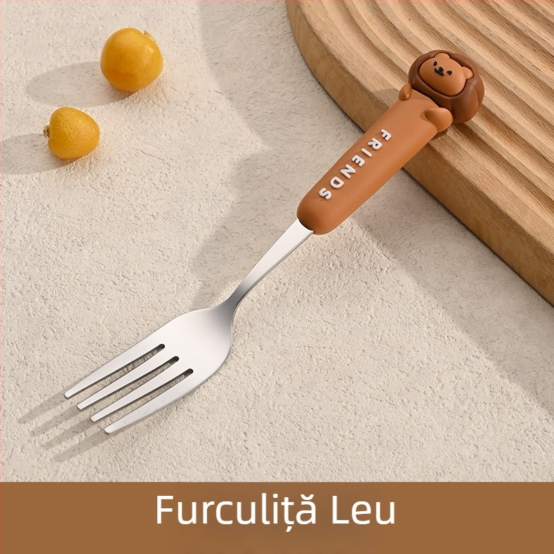 Set de tacâmuri portabil din oțel inoxidabil 304 — furculiță și lingură, pentru copii, elevi și angajați, ideal pentru picnic în aer liber