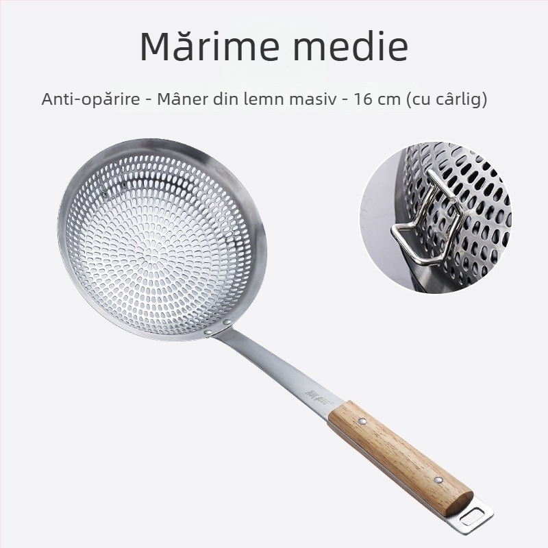 Lingură-șurubelă din oțel inoxidabil 304, mare, pentru tăiței, gyoza, hot pot și prăjit