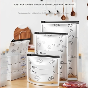Pungi din folie de aluminiu, de calitate alimentară, pentru frigider și congelator, sigilante pentru depozitare în bucătărie