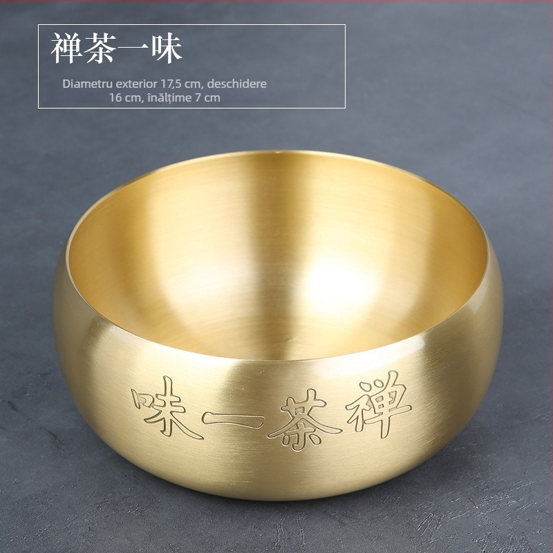 Vas de spălat ceai din alamă, bazin mare de apă pentru ceai, stil Zen japonez, suport din cupru pentru ceainic, accesorii pentru ceremonia ceaiului