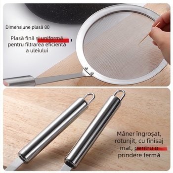 Raya lingură-filtru din oțel inoxidabil pentru ulei, filtru de ulei pentru bucătărie, filtrare ultra-fină a reziduurilor de ulei