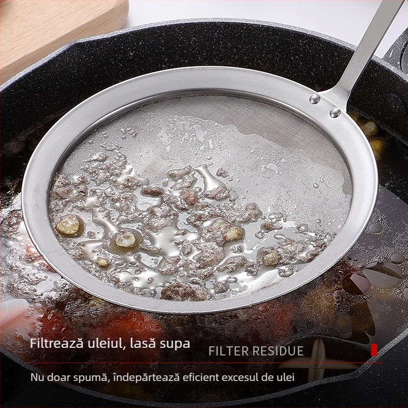 Raya lingură-filtru din oțel inoxidabil pentru ulei, filtru de ulei pentru bucătărie, filtrare ultra-fină a reziduurilor de ulei