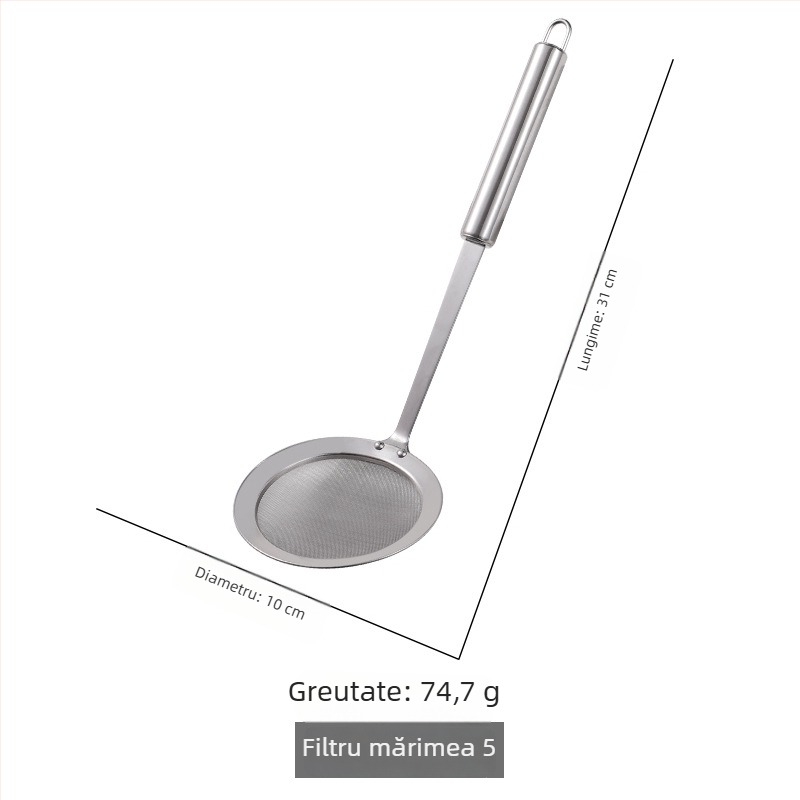 Raya lingură-filtru din oțel inoxidabil pentru ulei, filtru de ulei pentru bucătărie, filtrare ultra-fină a reziduurilor de ulei