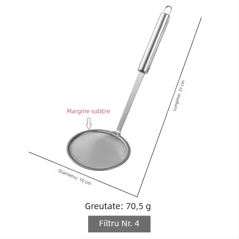 Raya lingură-filtru din oțel inoxidabil pentru ulei, filtru de ulei pentru bucătărie, filtrare ultra-fină a reziduurilor de ulei