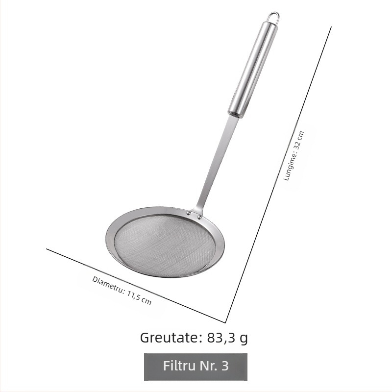 Raya lingură-filtru din oțel inoxidabil pentru ulei, filtru de ulei pentru bucătărie, filtrare ultra-fină a reziduurilor de ulei