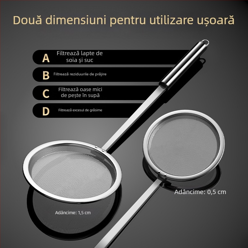 Lingură de filtrare din oțel inoxidabil, plasă ultra-fină cu 100 ochi, pentru bucătărie