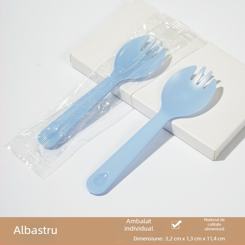 Lingură de unică folosință din plastic îngroșat, set de furculiță pentru desert, lingură pentru înghețată, în ambalare individuală