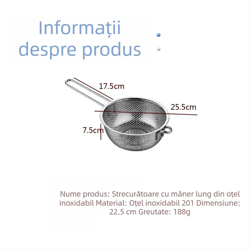 Filtru din oțel inoxidabil gros: sită pentru prăjit, coș de prăjit, lingură pentru tăiței, recipient pentru ulei, filtru cu plasă fină pentru reziduuri de ulei