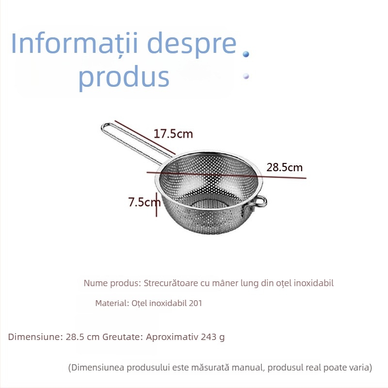 Filtru din oțel inoxidabil gros: sită pentru prăjit, coș de prăjit, lingură pentru tăiței, recipient pentru ulei, filtru cu plasă fină pentru reziduuri de ulei