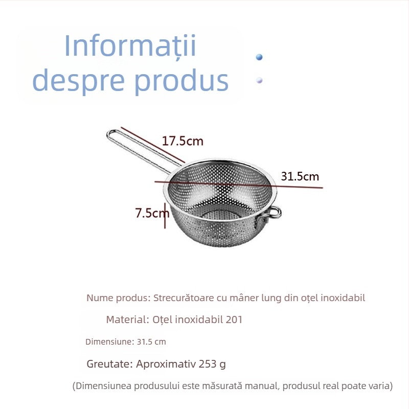 Filtru din oțel inoxidabil gros: sită pentru prăjit, coș de prăjit, lingură pentru tăiței, recipient pentru ulei, filtru cu plasă fină pentru reziduuri de ulei