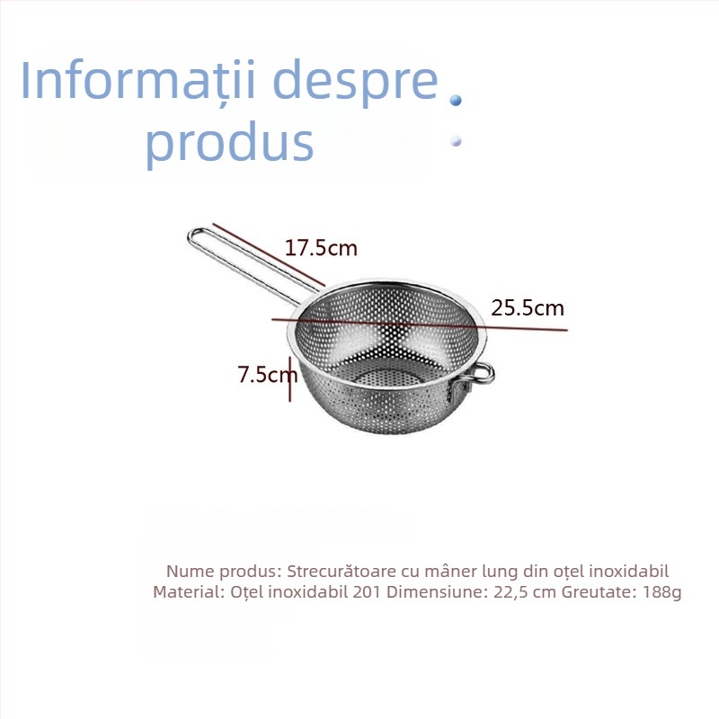 Filtru din oțel inoxidabil gros: sită pentru prăjit, coș de prăjit, lingură pentru tăiței, recipient pentru ulei, filtru cu plasă fină pentru reziduuri de ulei