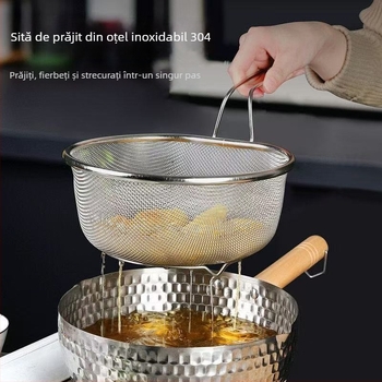 Colander din oțel inoxidabil 304 pentru bucătărie – strecurător pentru paste, coș de paste și reziduuri de ulei