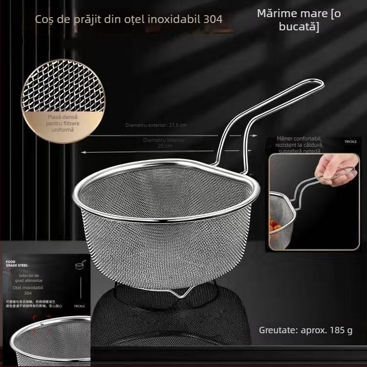 Colander din oțel inoxidabil 304 pentru bucătărie – strecurător pentru paste, coș de paste și reziduuri de ulei