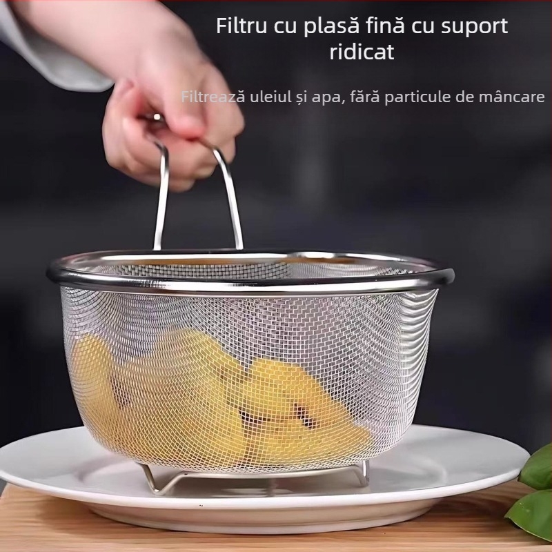 Colander din oțel inoxidabil 304 pentru bucătărie – strecurător pentru paste, coș de paste și reziduuri de ulei
