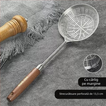 Colander mare perforat din oțel inoxidabil 304, cu cârlige duble – sită de bucătărie din plasă