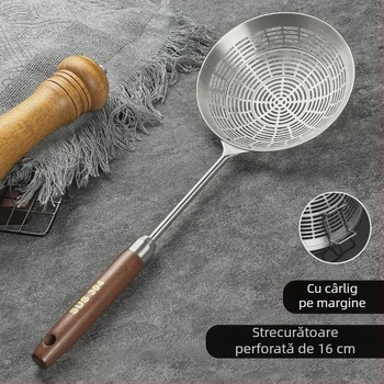 Colander mare perforat din oțel inoxidabil 304, cu cârlige duble – sită de bucătărie din plasă