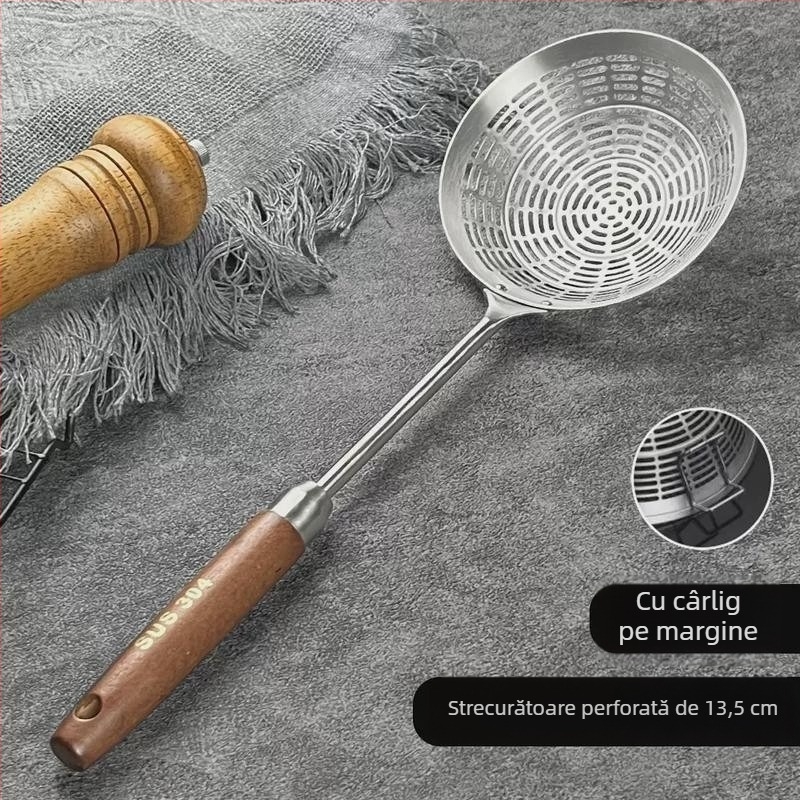 Colander mare perforat din oțel inoxidabil 304, cu cârlige duble – sită de bucătărie din plasă