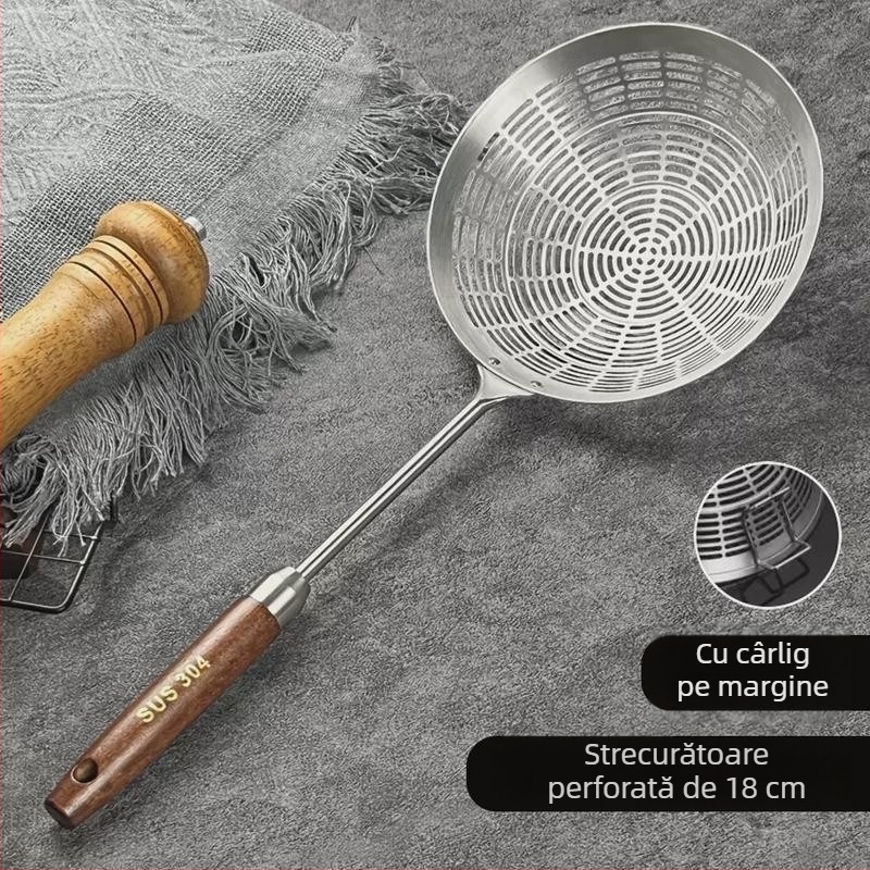 Colander mare perforat din oțel inoxidabil 304, cu cârlige duble – sită de bucătărie din plasă