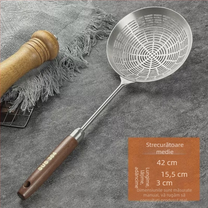Colander mare perforat din oțel inoxidabil 304, cu cârlige duble – sită de bucătărie din plasă