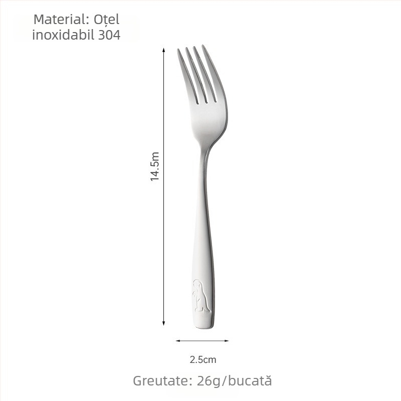 Set tacâmuri pentru copii din oțel inoxidabil 304: cuțit, furculiță și lingură cu ștampilă de dinozaur