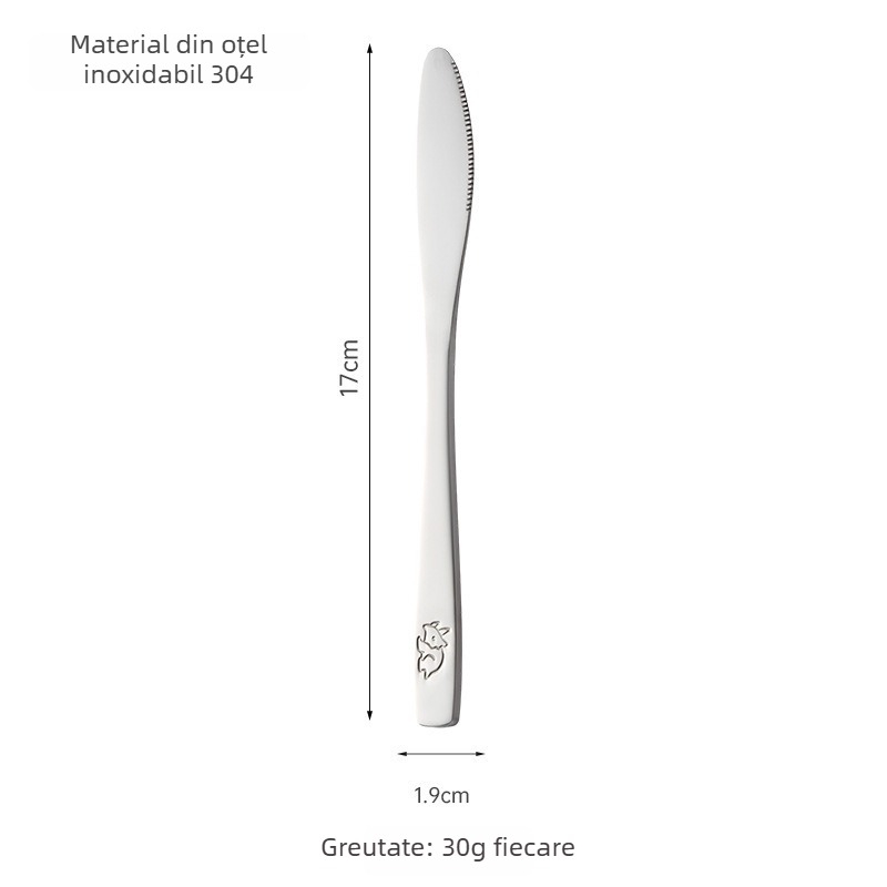 Set tacâmuri pentru copii din oțel inoxidabil 304: cuțit, furculiță și lingură cu ștampilă de dinozaur