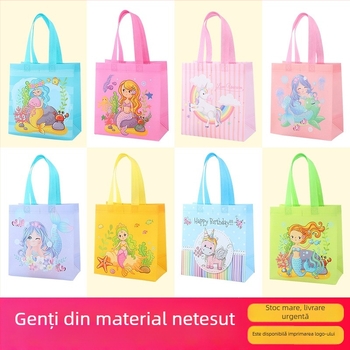 Geantă din material nețesut cu design cartoon – geantă cadou personalizată pentru bomboane de ziua de naștere, laminată