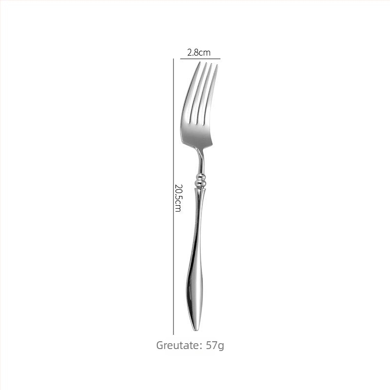 Tacâmuri franțuzești din oțel inoxidabil 304, cu vârf ascuțit – set pentru masă occidentală: cuțit pentru steak, furculă și lingură, furculiță și lingură de desert
