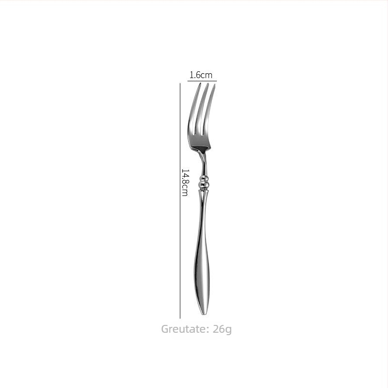 Tacâmuri franțuzești din oțel inoxidabil 304, cu vârf ascuțit – set pentru masă occidentală: cuțit pentru steak, furculă și lingură, furculiță și lingură de desert