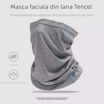 Guler de gât din Tencel și lână, pentru bărbați și femei, toamnă-iarnă, protecție împotriva vântului, respirabil, elastic, multifuncțional pentru ciclism