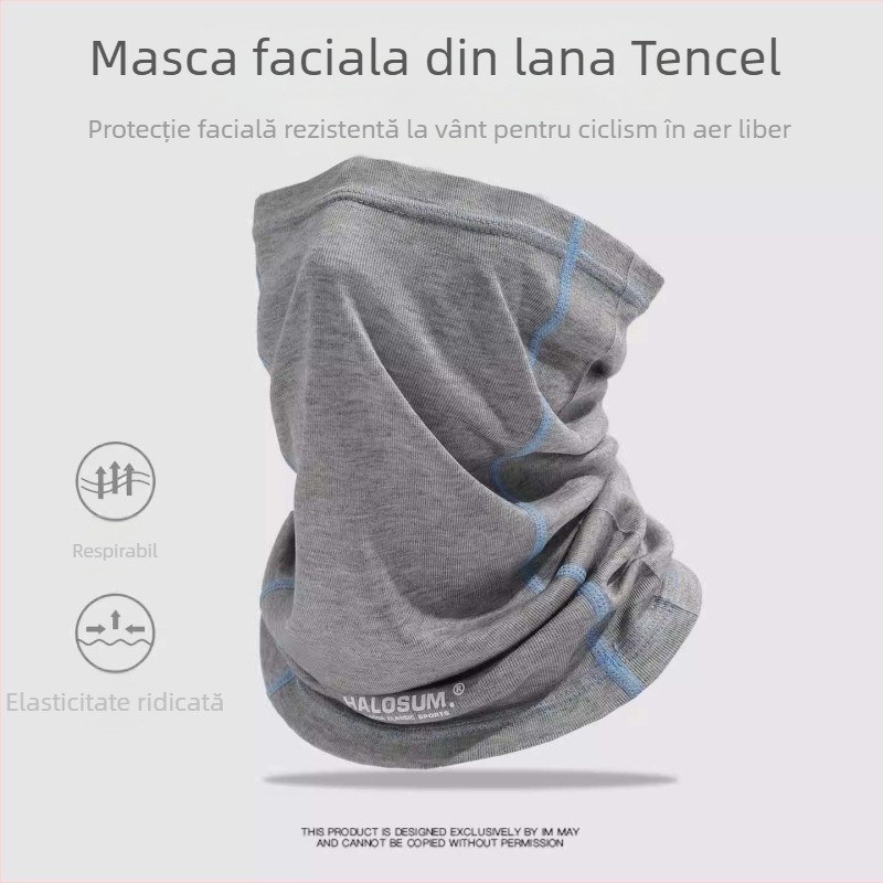 Guler de gât din Tencel și lână, pentru bărbați și femei, toamnă-iarnă, protecție împotriva vântului, respirabil, elastic, multifuncțional pentru ciclism