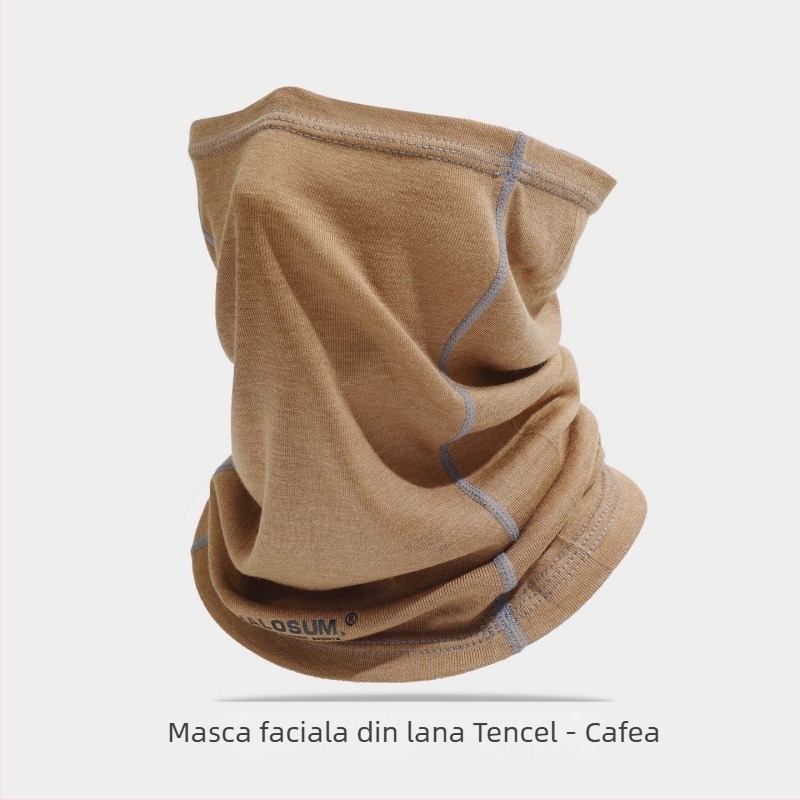 Guler de gât din Tencel și lână, pentru bărbați și femei, toamnă-iarnă, protecție împotriva vântului, respirabil, elastic, multifuncțional pentru ciclism