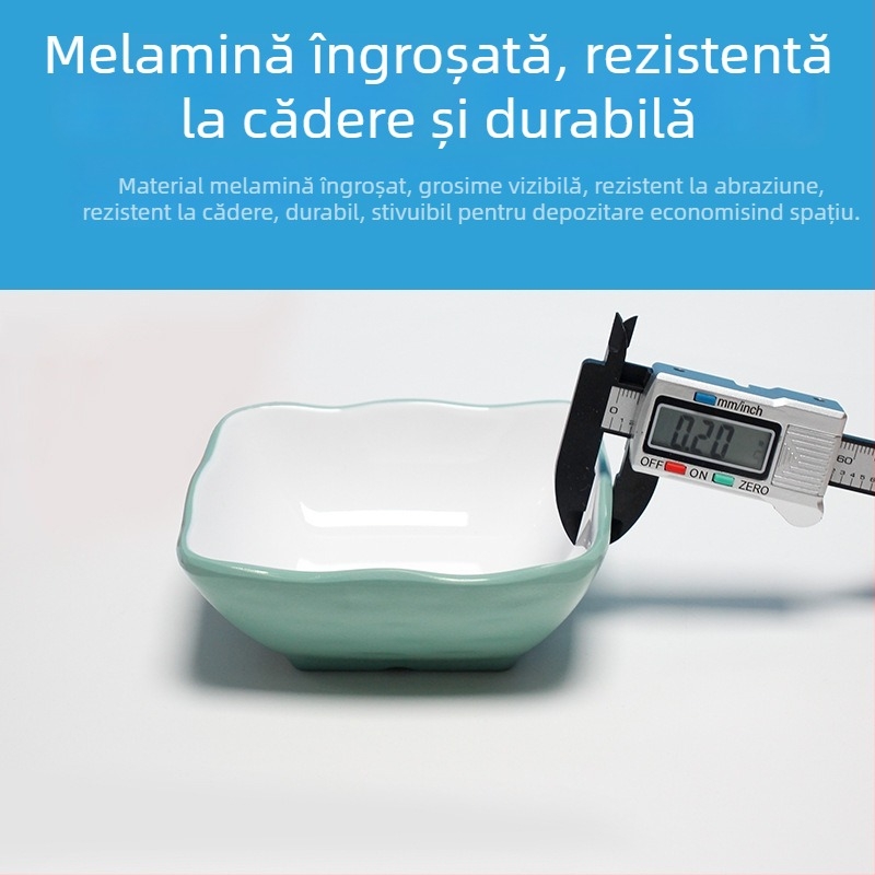 Farfurie pătrată din melamină pentru sosuri și condimente, cu două sau trei compartimente, pentru restaurante