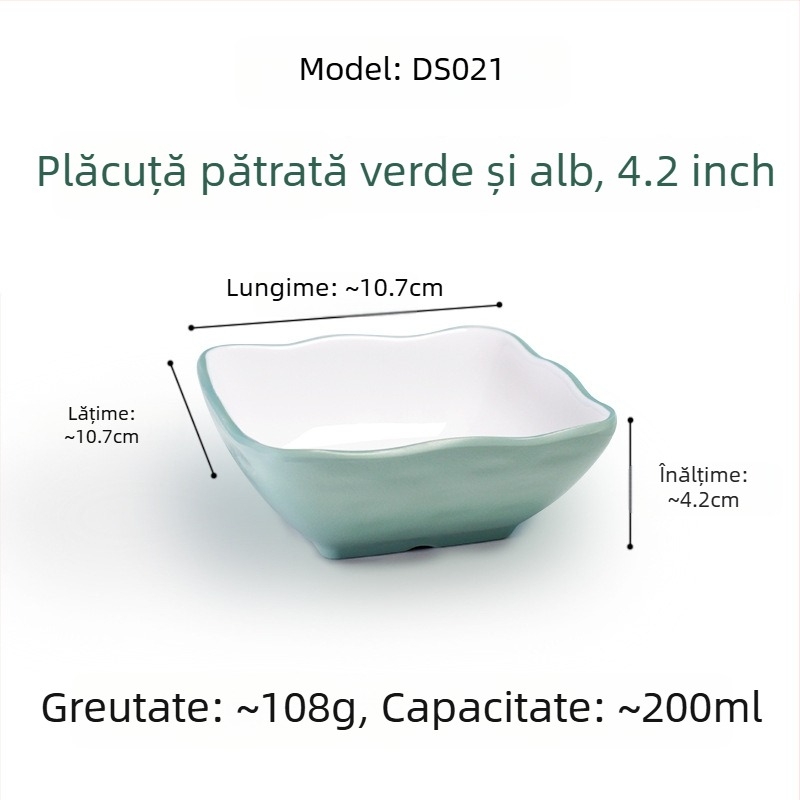 Farfurie pătrată din melamină pentru sosuri și condimente, cu două sau trei compartimente, pentru restaurante