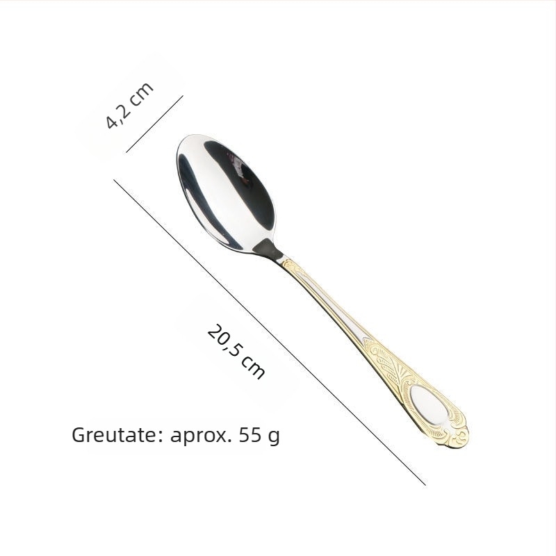Set din trei piese: cuțit, furculiță și lingură, din oțel inoxidabil, stil european, design retro