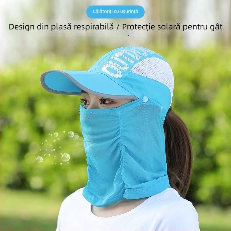 Pălărie de vară pentru femei, protecție UV, protecție pentru față și gât, pentru cules de ceai și plimbări cu bicicleta, pliabil