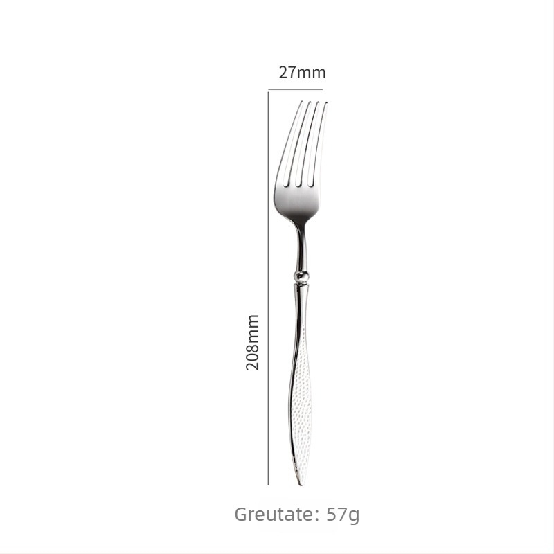 Set de tacâmuri occidentale din oțel inoxidabil 304 cu design de frunză de salcie și finisaj platinat; include cuțit pentru steak, furcă, linguri și desert, furculiță și lingură de desert