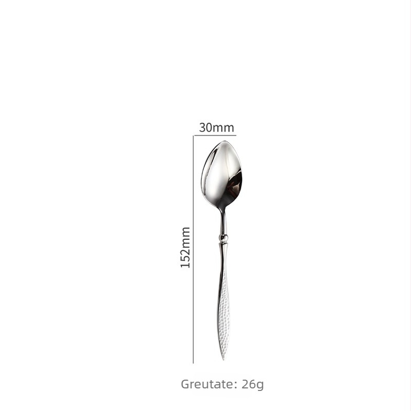 Set de tacâmuri occidentale din oțel inoxidabil 304 cu design de frunză de salcie și finisaj platinat; include cuțit pentru steak, furcă, linguri și desert, furculiță și lingură de desert