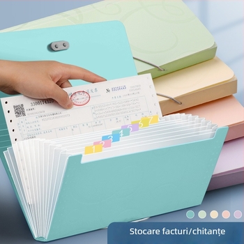 Organizator A6 tip acordeon cu compartimente multiple pentru facturi, geantă B6 multifuncțională pentru chitanțe și documente, dimensiune mică