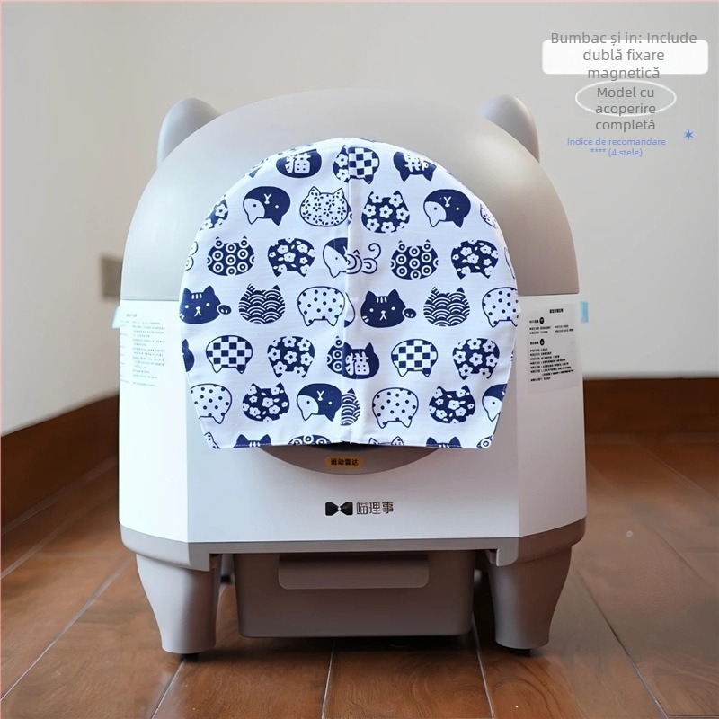 M3 cutie automată pentru nisip de pisică, cu protecție împotriva mirosurilor și prafului, perdea de ușă, pungi cu șnur pentru nisip, accesorii pentru animale de companie