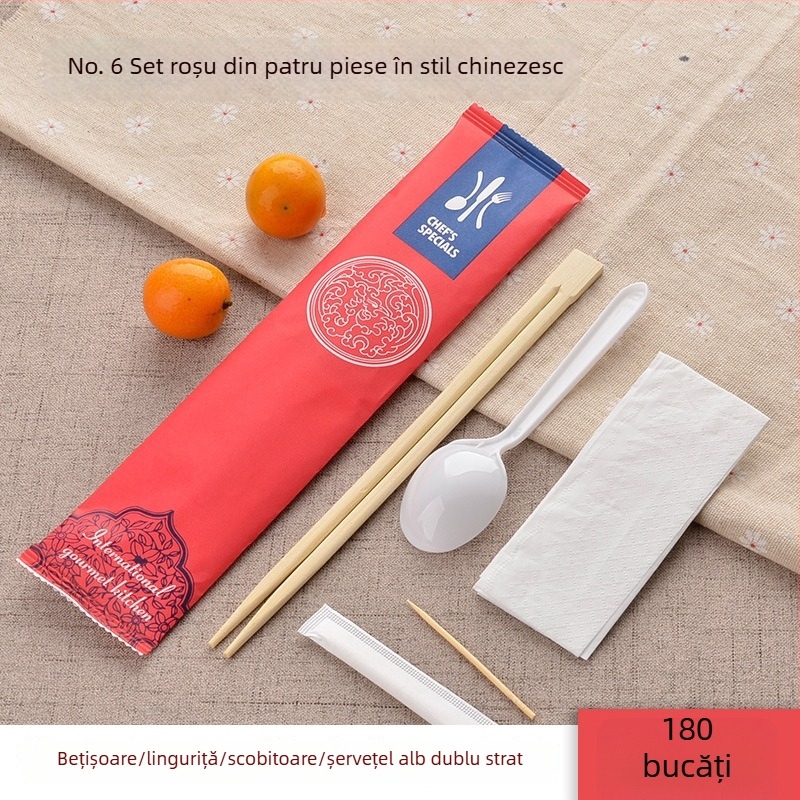 Shang Ji bețișoare de unică folosință din bambus, set de patru piese pentru restaurante și catering