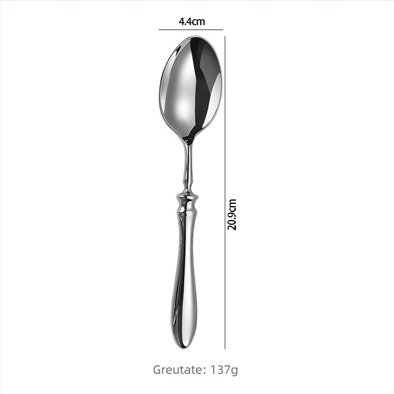 Set tacâmuri din oțel inoxidabil 304, mâner cu formă de dovleac, execuție forjată, cuțit, furcă și lingură, pentru restaurante și hoteluri de lux