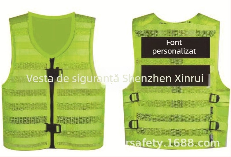 Vesta reflectorizantă de siguranță, cu plasă respirabilă, pentru patrule de securitate și siguranța traficului