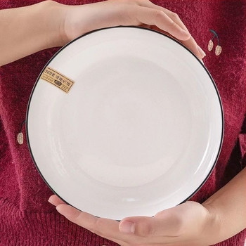 Farfurii ceramice de masă și boluri adânci pentru supă, cu textură plutitoare, stil nordic minimalist