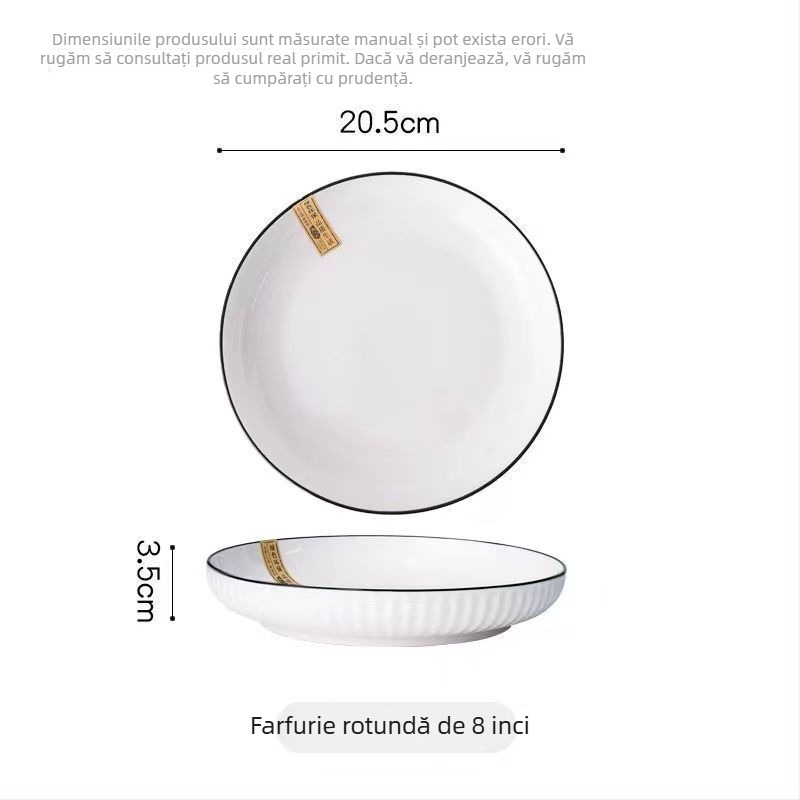 Farfurii ceramice de masă și boluri adânci pentru supă, cu textură plutitoare, stil nordic minimalist