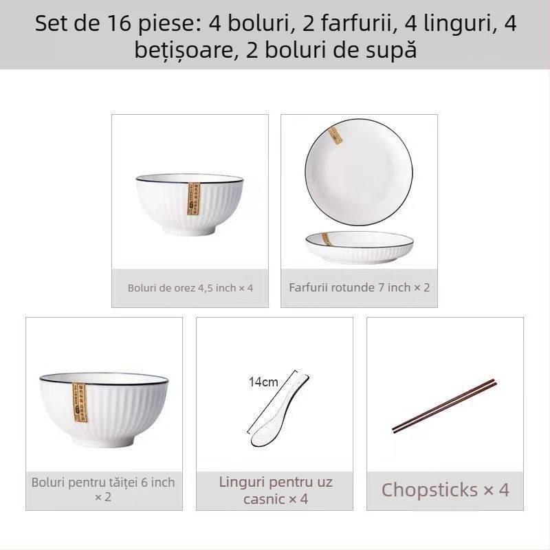 Farfurii ceramice de masă și boluri adânci pentru supă, cu textură plutitoare, stil nordic minimalist