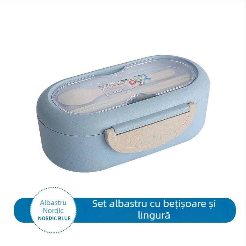 Cutie de prânz din plastic izolată cu compartimente, compatibilă cu microundele, de calitate alimentară