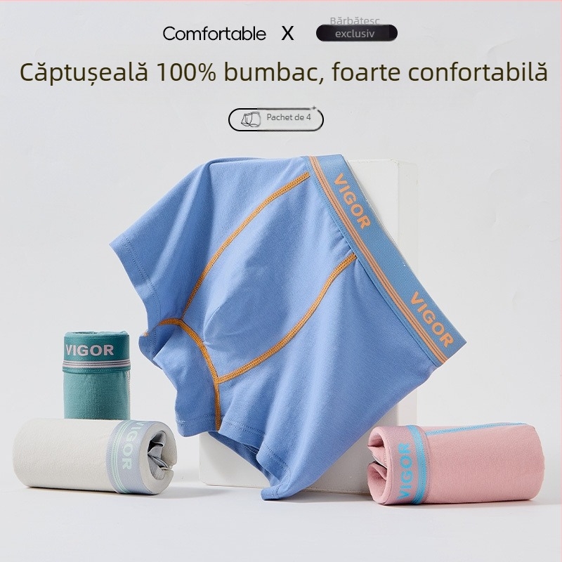Boxeri bărbați din 100% bumbac, antibacteriali, Tip A, mărime mare