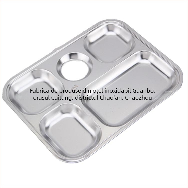 Farfurie cu compartimente din oțel inoxidabil 304 pentru copii, pătrată, farfurie puțin adâncă, set