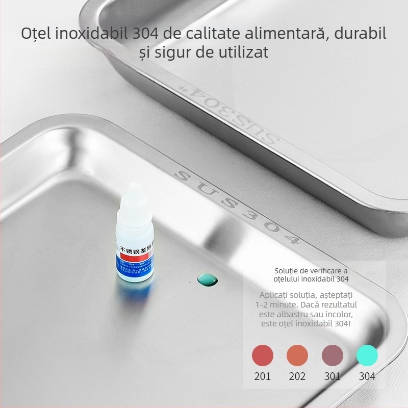Tavă din oțel inoxidabil 304, cu fund plat, pătrată, îngroșată pentru uz comercial, ideală pentru aburirea orezului și gătirea la grătar în bucătăria de acasă