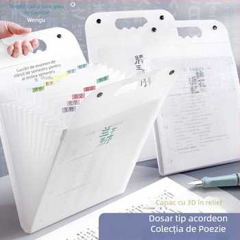Wengu A4 dosar acordeon pentru elevi, compartimente multiple pentru stocarea foilor și clasificarea documentelor